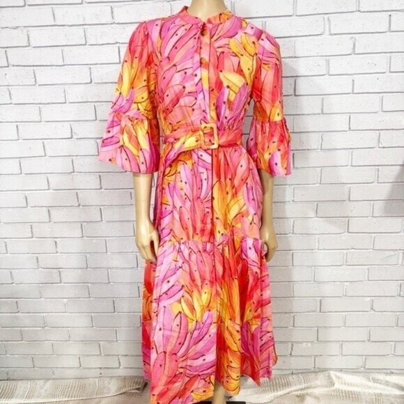 FARM Rio “Pink Ombre Bananas” Midi Dress – Size M – Tropical Statement Piece - Picture 8 of 9